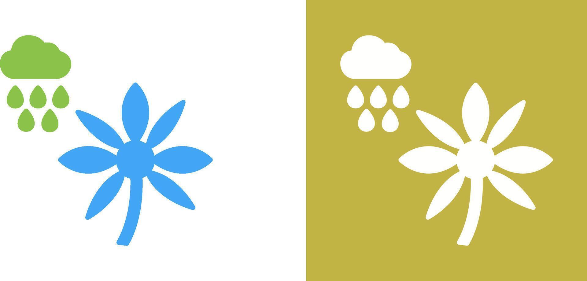 Flower with rain Icon Design vector