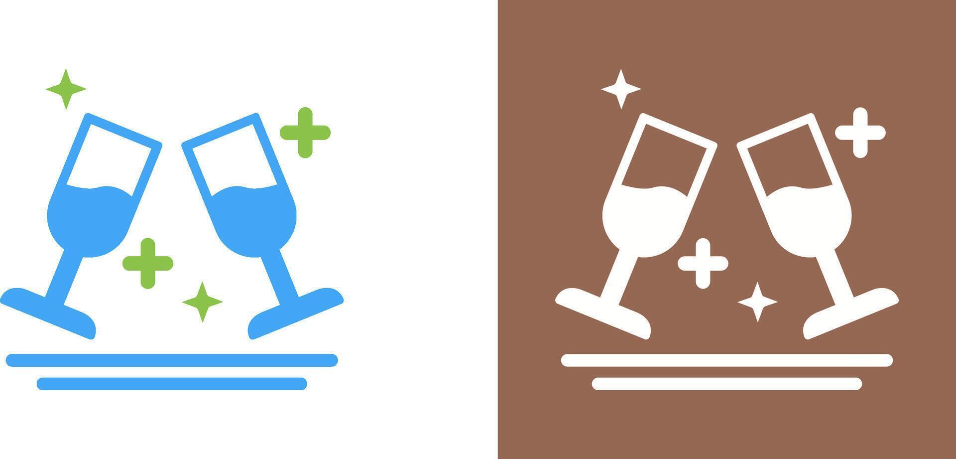 Two Glasses Romantic Icon Design vector