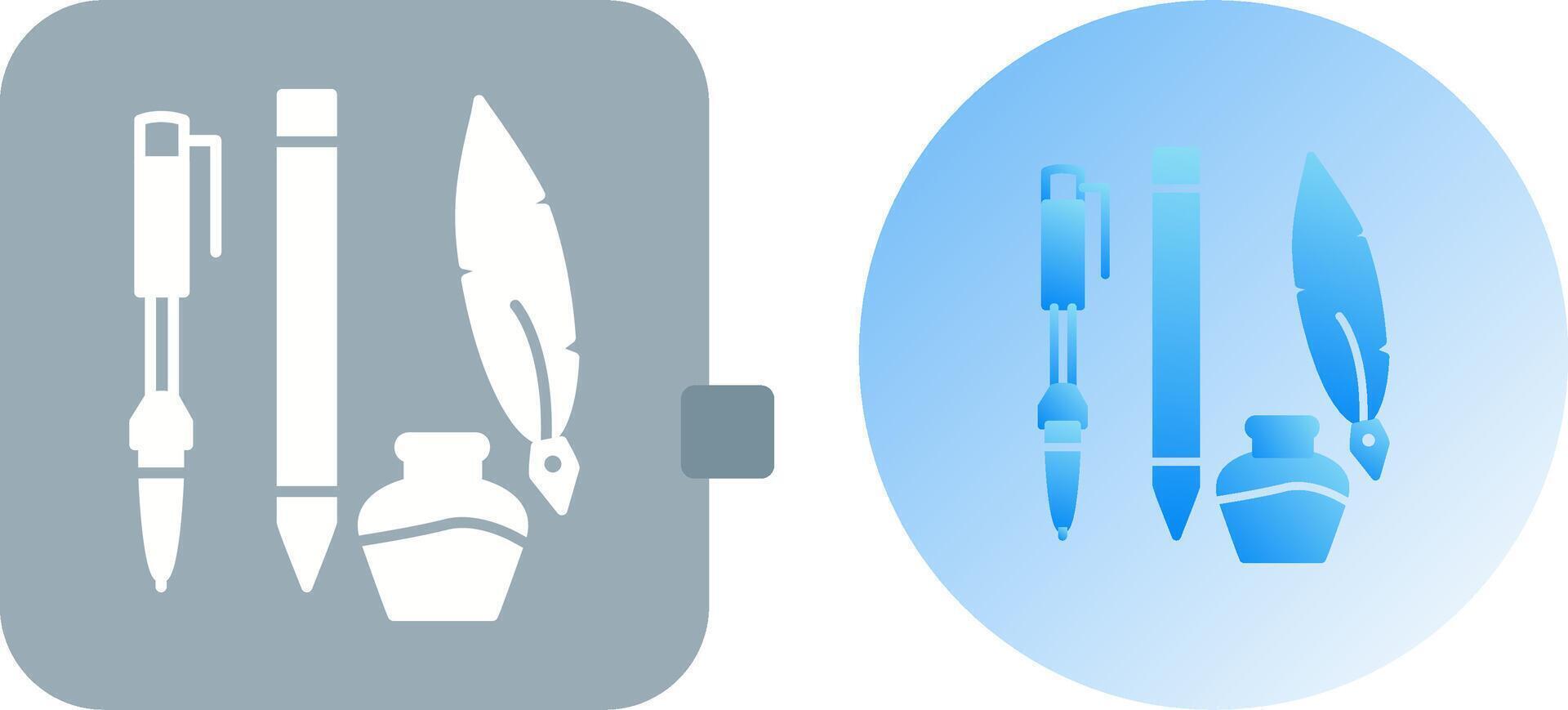 Unique Writing Equipment Icon Design vector