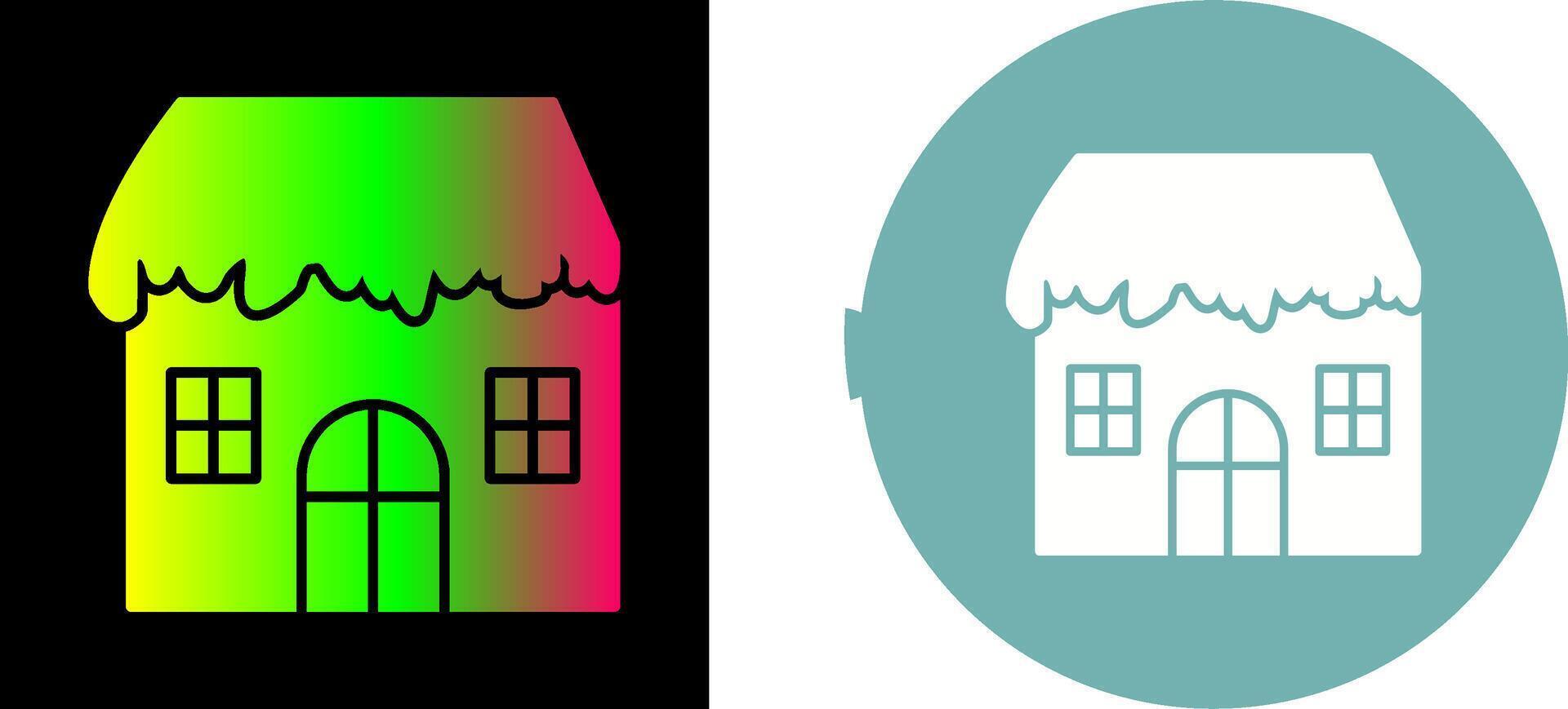 Unique House with Snow Icon Design vector