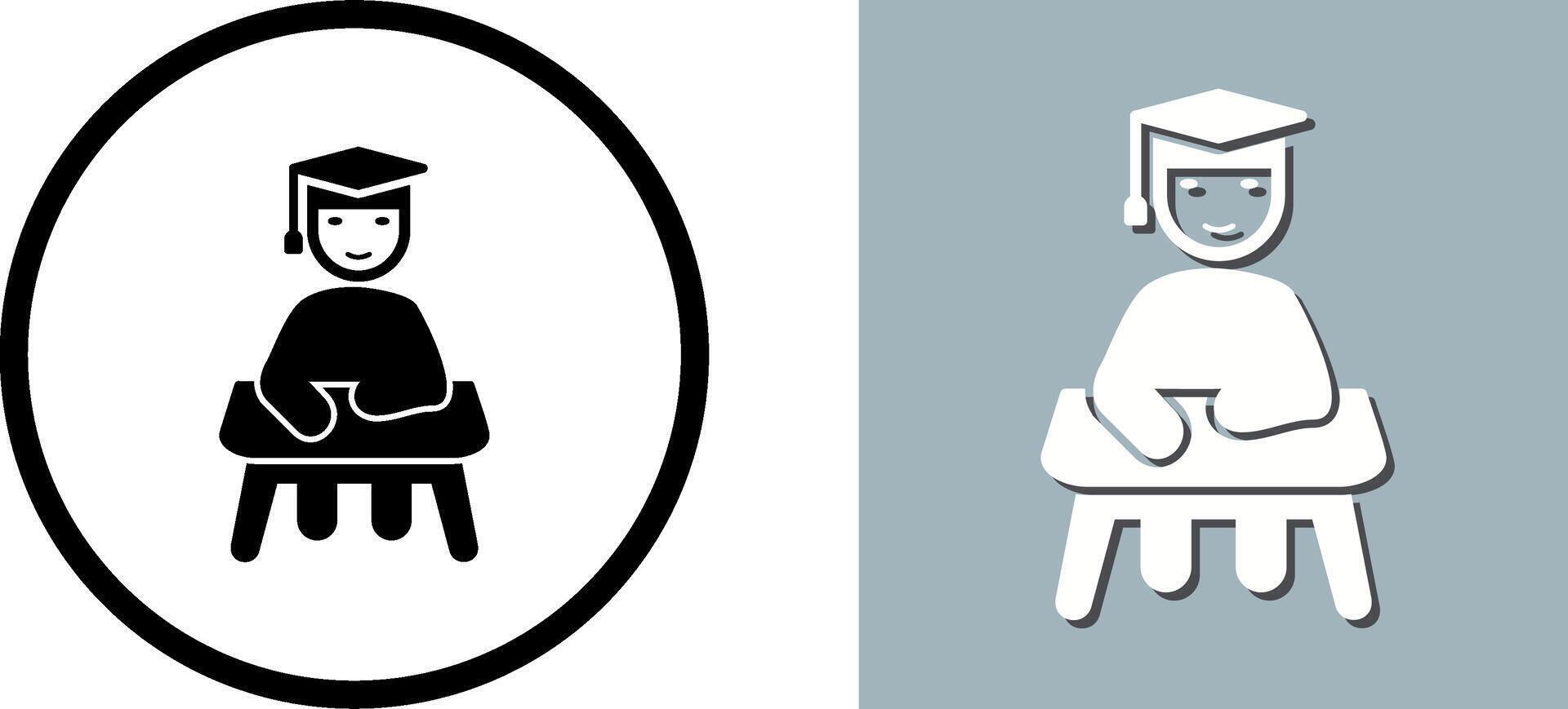 Unique Studying on Desk Icon Design vector