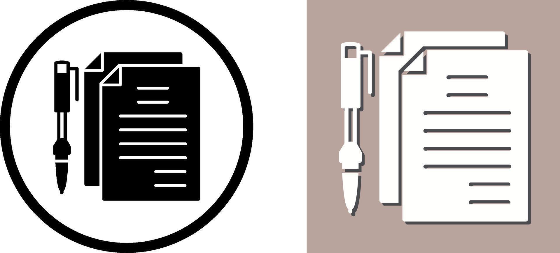 Unique Documents and Pen Icon Design vector