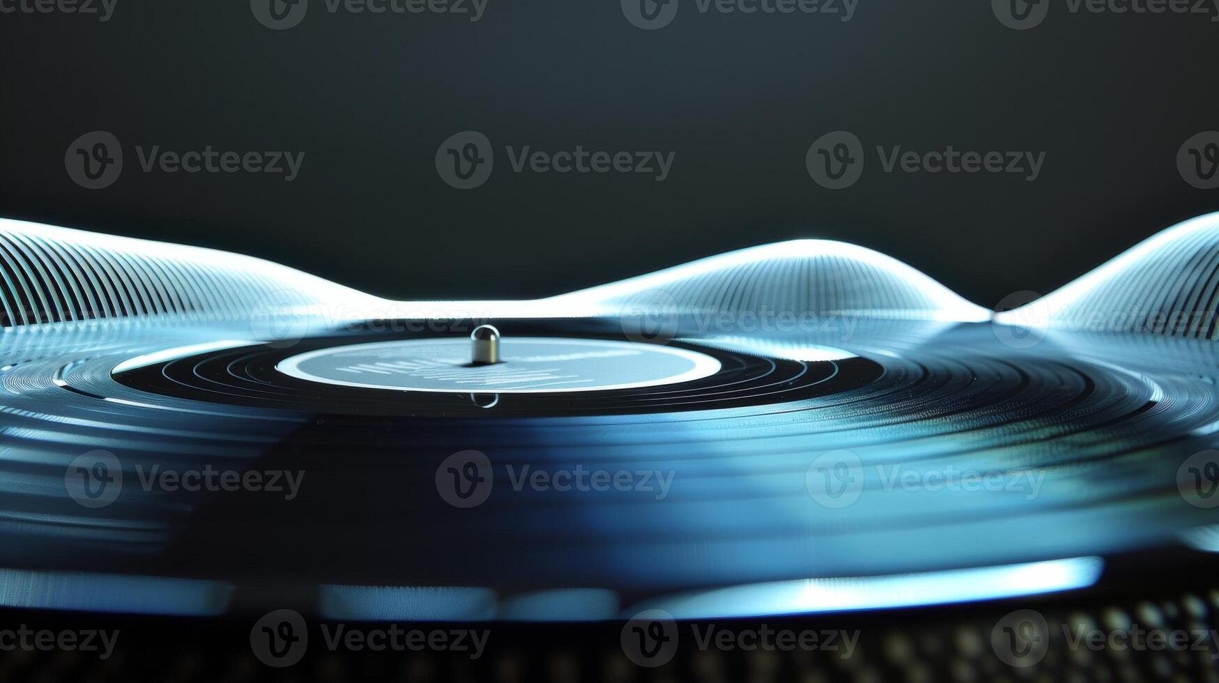 The sound waves of a vinyl record being played can be seen on a sound graph display photo