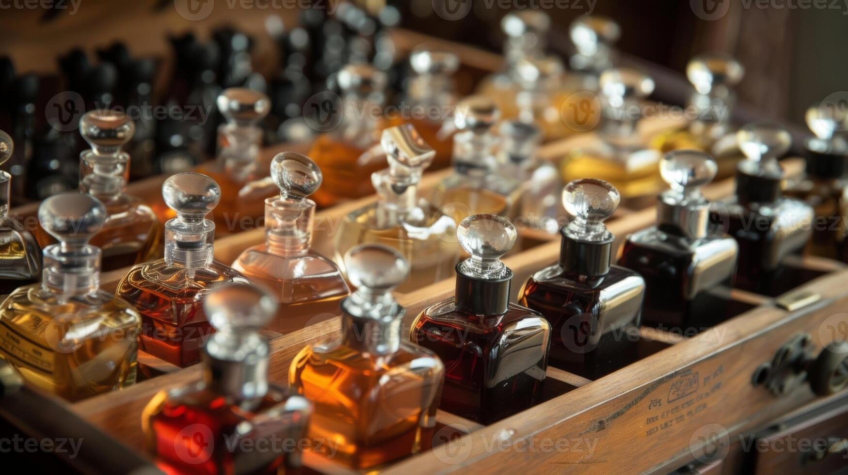 A perfume lovers stash of miniature travelsized fragrance bottles perfect for onthego indulgence photo