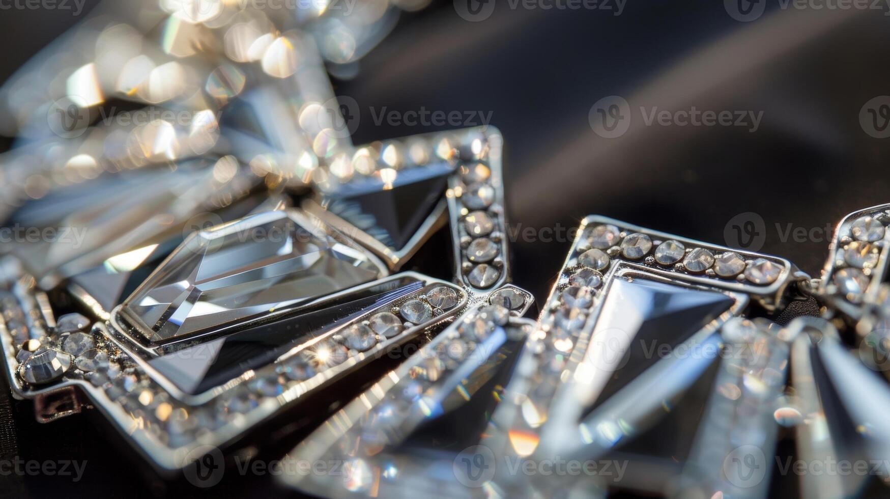 A statement necklace with sparkling rhinestones and bold geometric shapes adds a touch of opulence to any outfit and was found nestled a the jewelry section of the thrift store photo