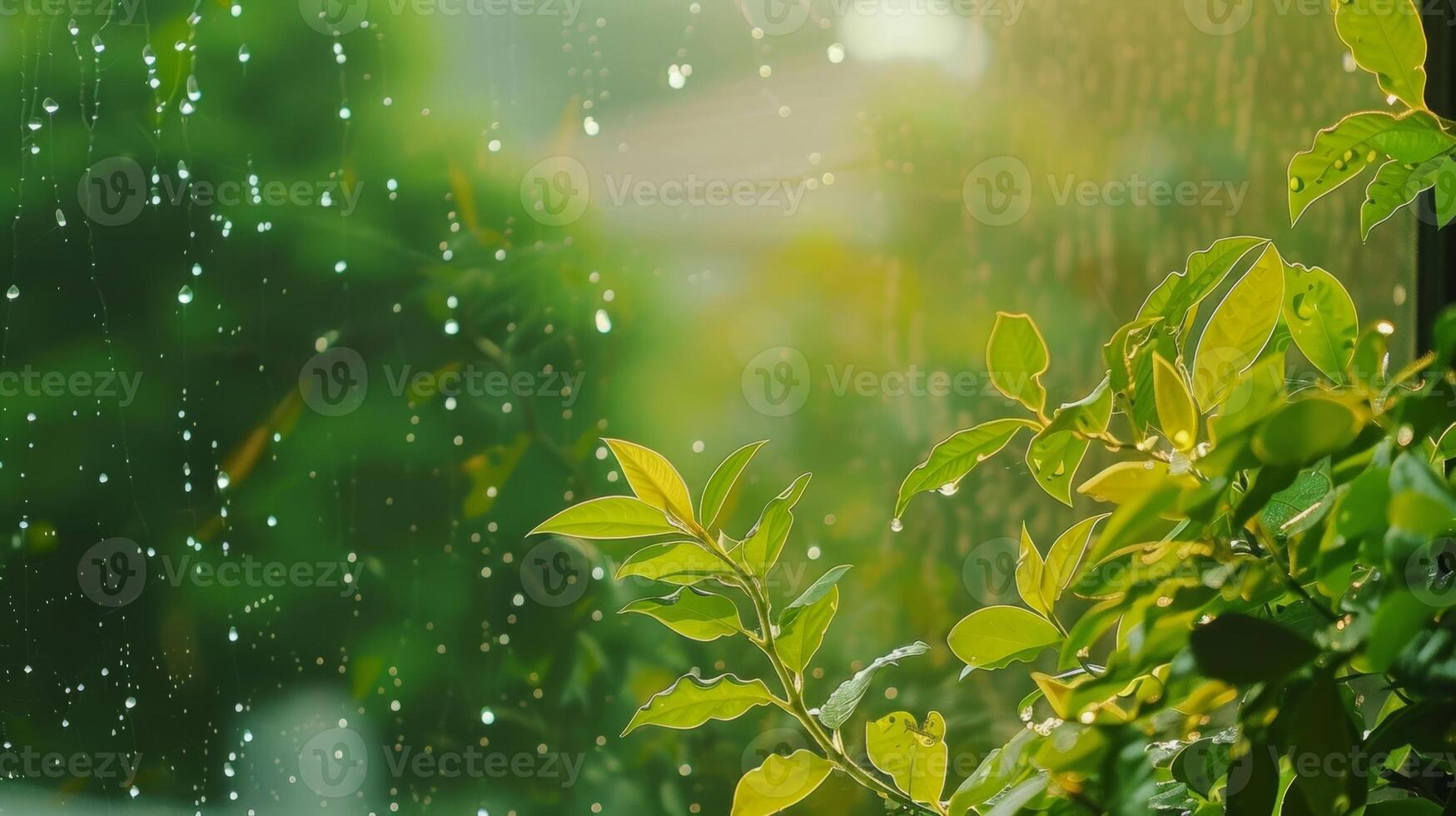 The sound of rain tapping gently on the window adding to the peaceful atmosphere photo