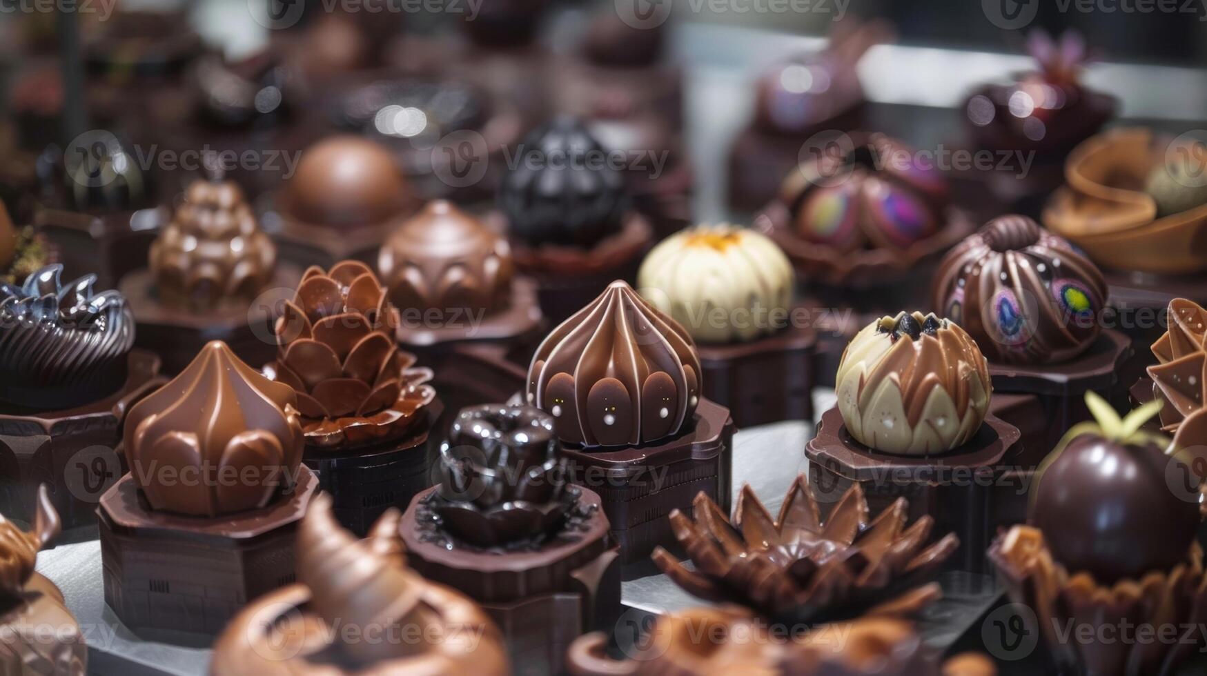A display of the final chocolate creations each one a oneofakind masterpiece made with love and creativity during the workshop photo