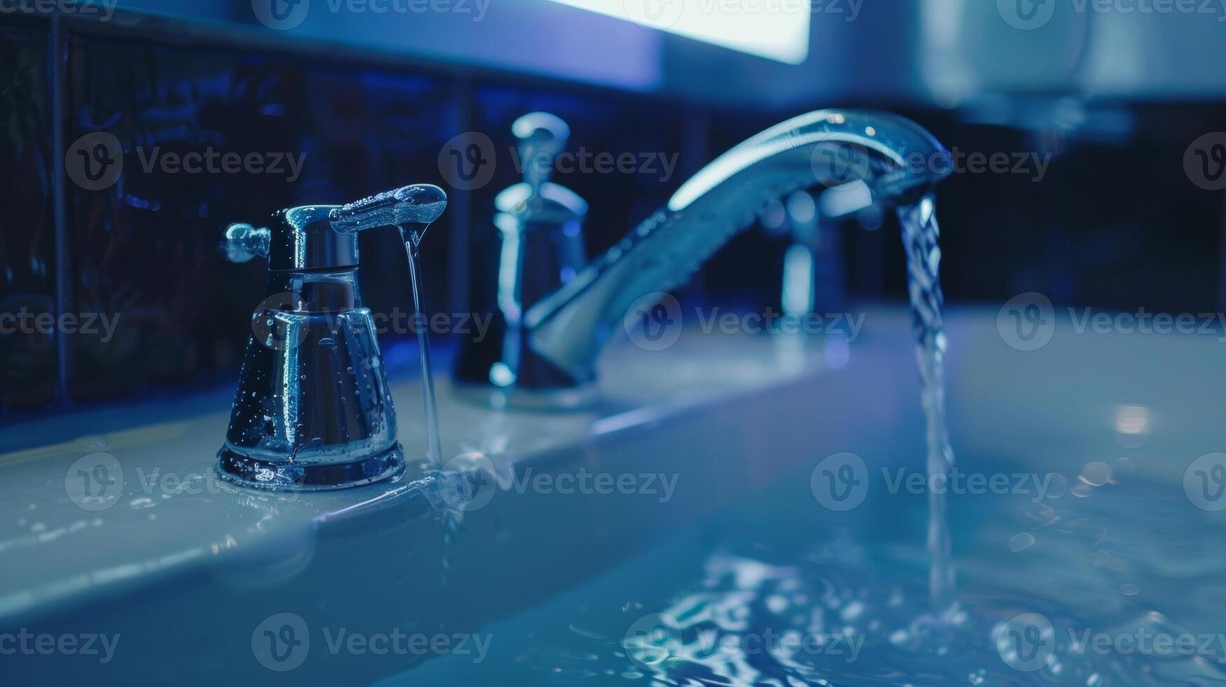 Dripping water from the faucet adds a soothing background noise to the soft music playing in the background photo