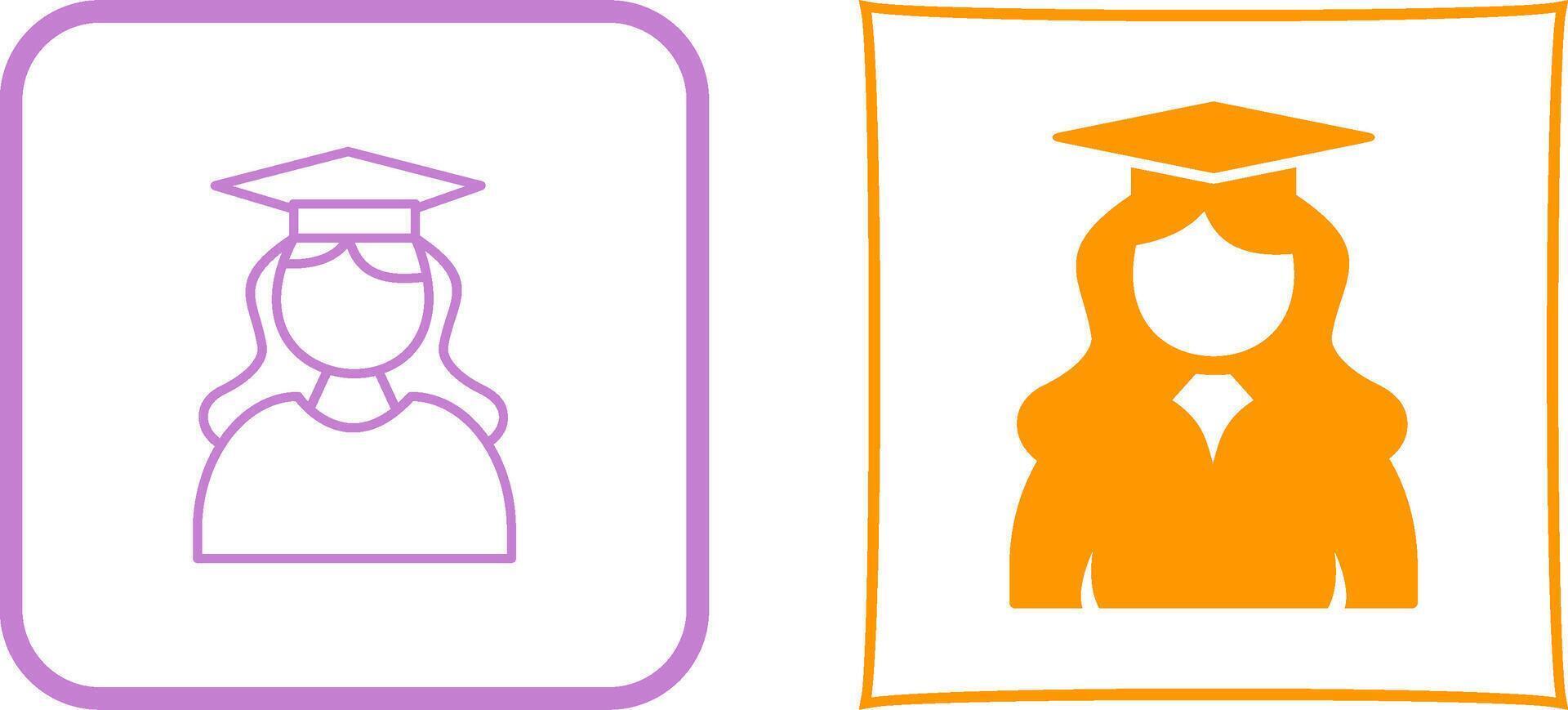 Unique Female Graduate Icon Design vector