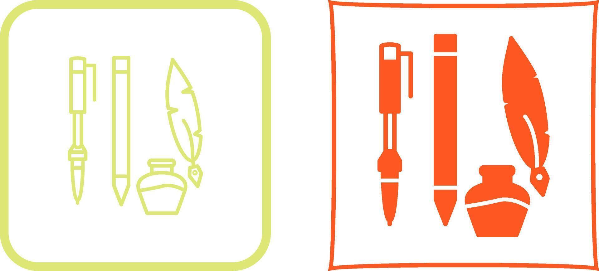 Unique Writing Equipment Icon Design vector