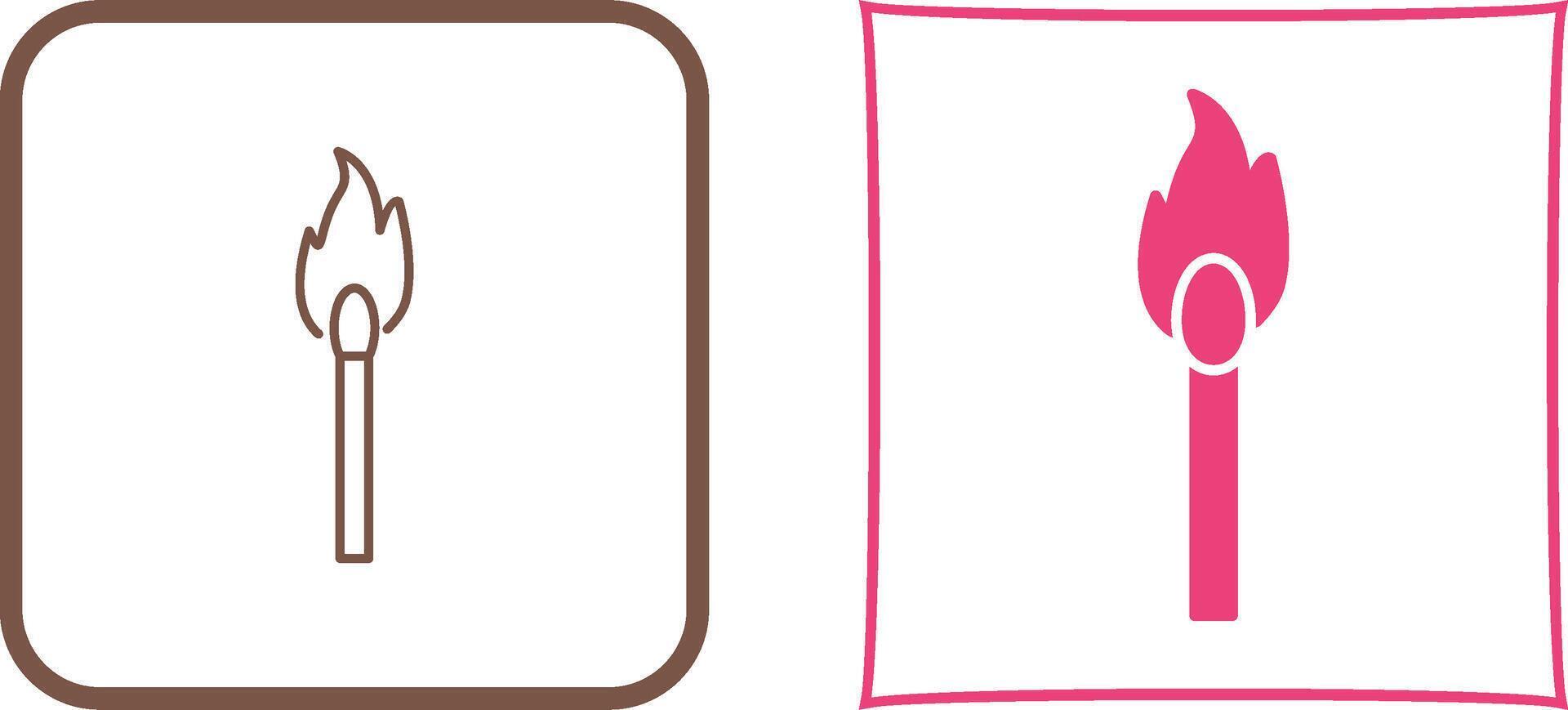 Unique Lit Matchstick Icon Design vector