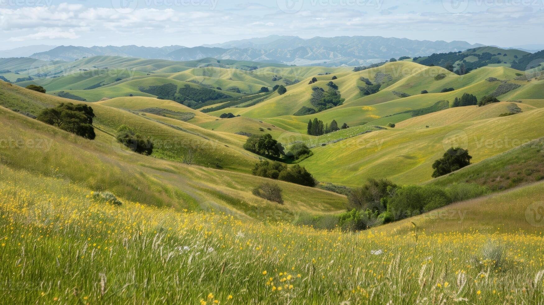 A hilltop vista of rolling hills and valleys a humbling reminder of the vastness and diversity of nature photo