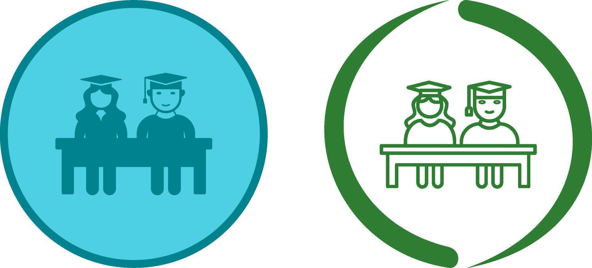 Unique Students Sitting Icon Design vector