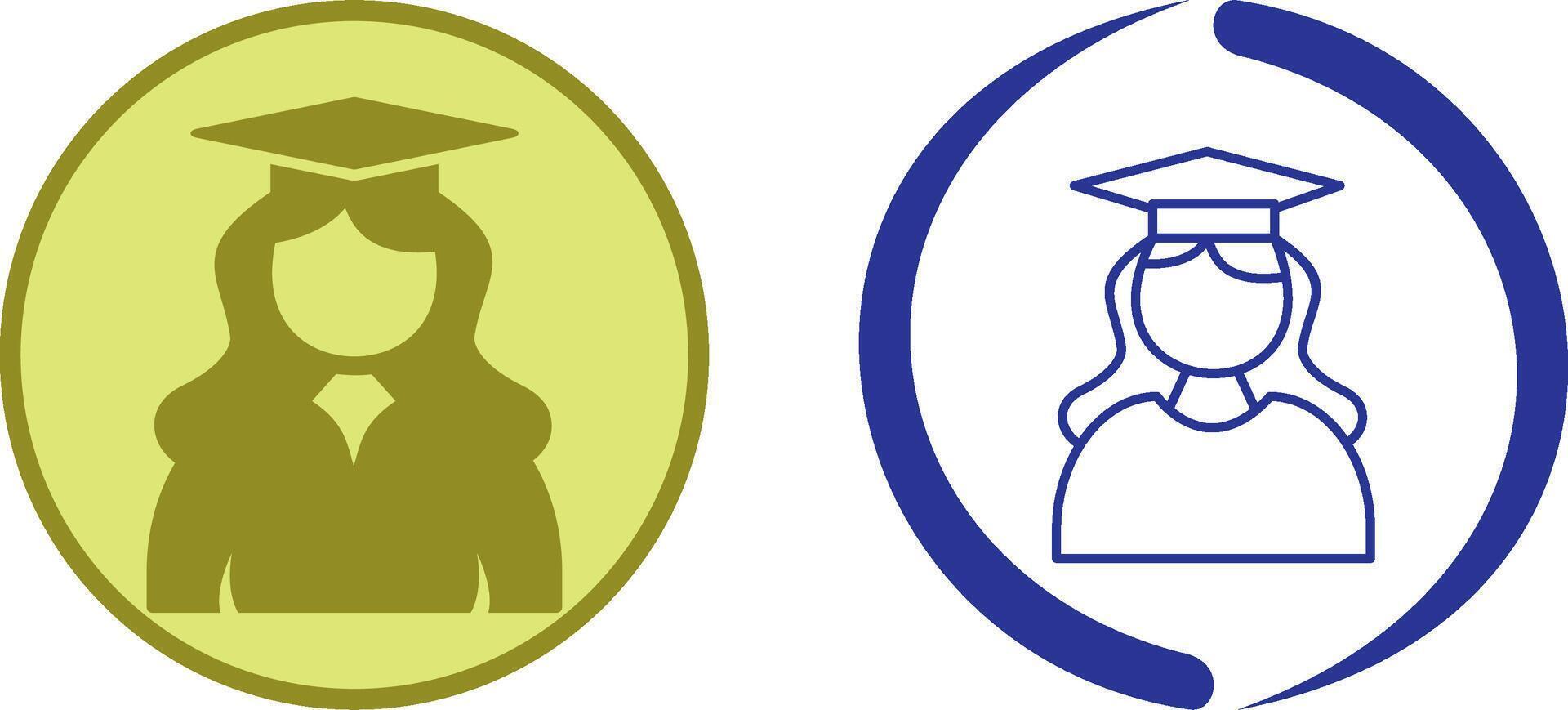 Unique Female Graduate Icon Design vector