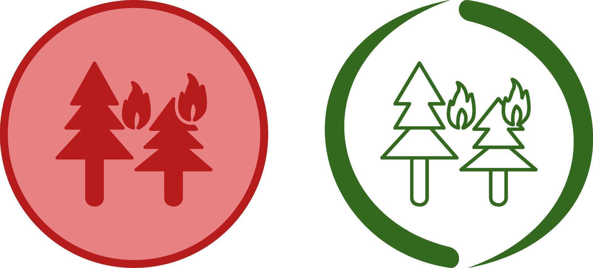 Unique Fire in Forst Icon Design vector