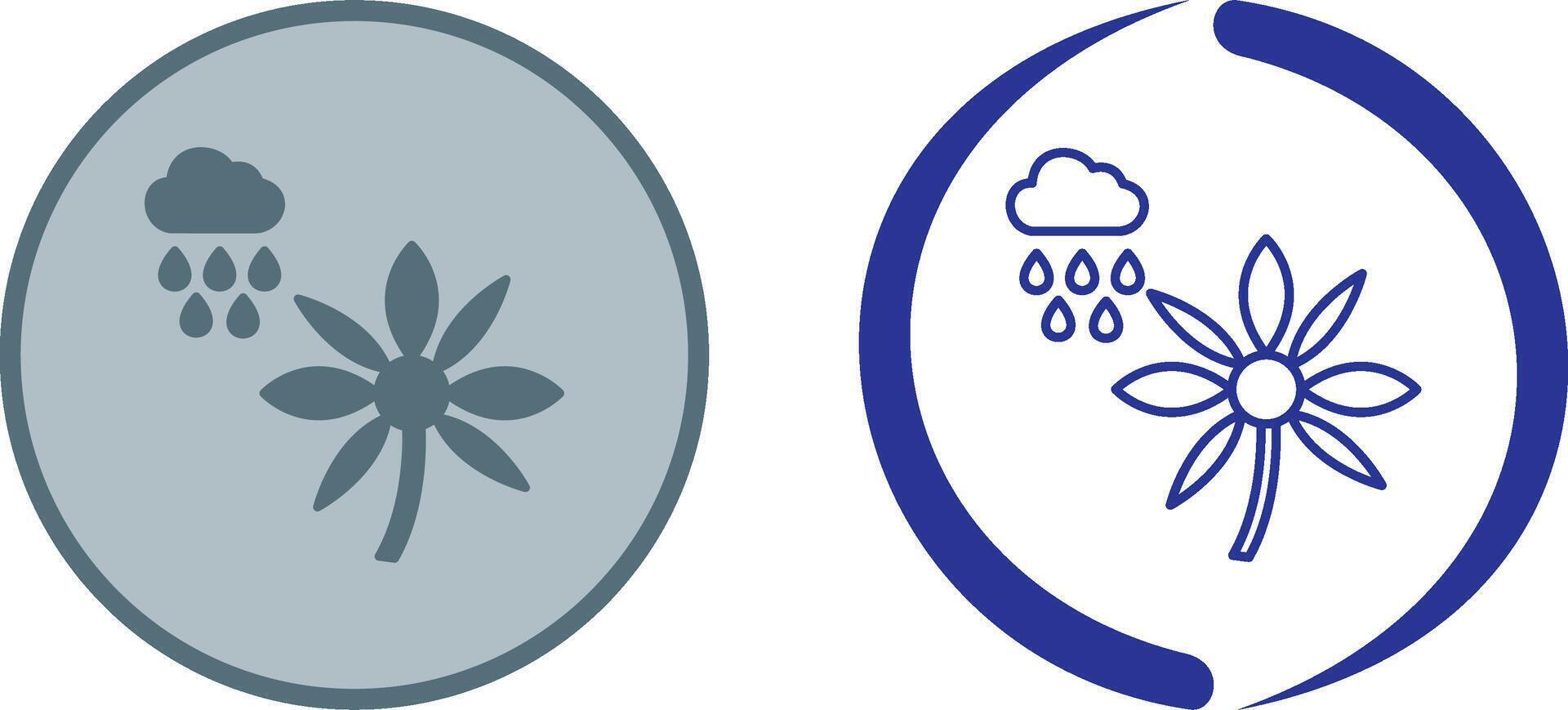 Flower with rain Icon Design vector