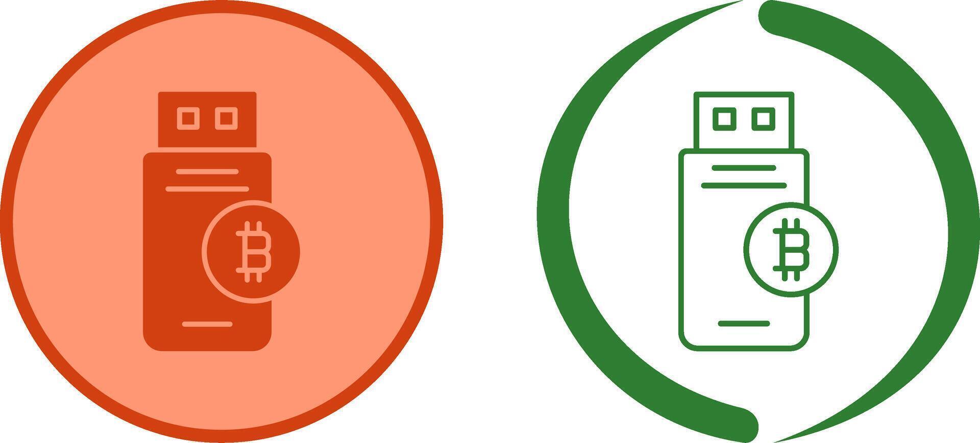 Bitcoin Usb Device Icon Design vector