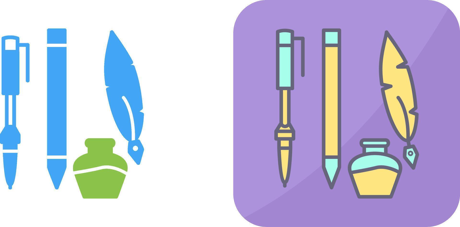 Unique Writing Equipment Icon Design vector