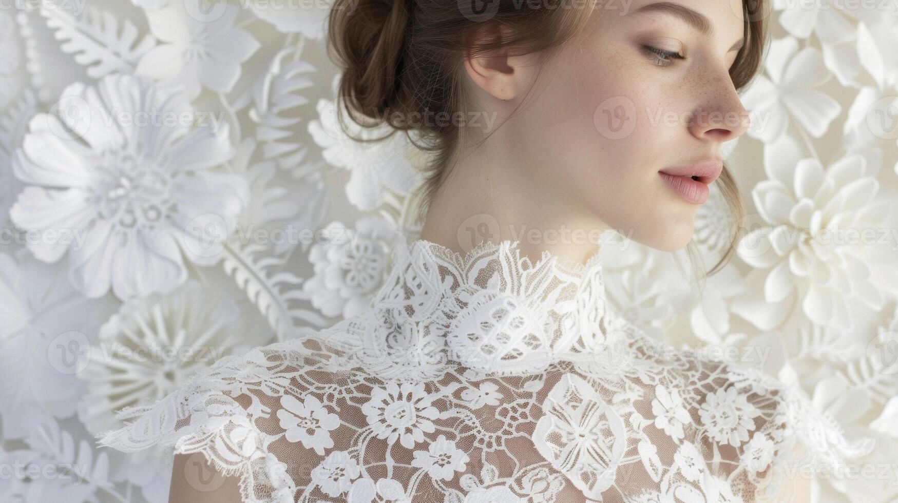 This top seamlessly combines a traditional lace fabric with 3D printed out details for a unique and modern look photo