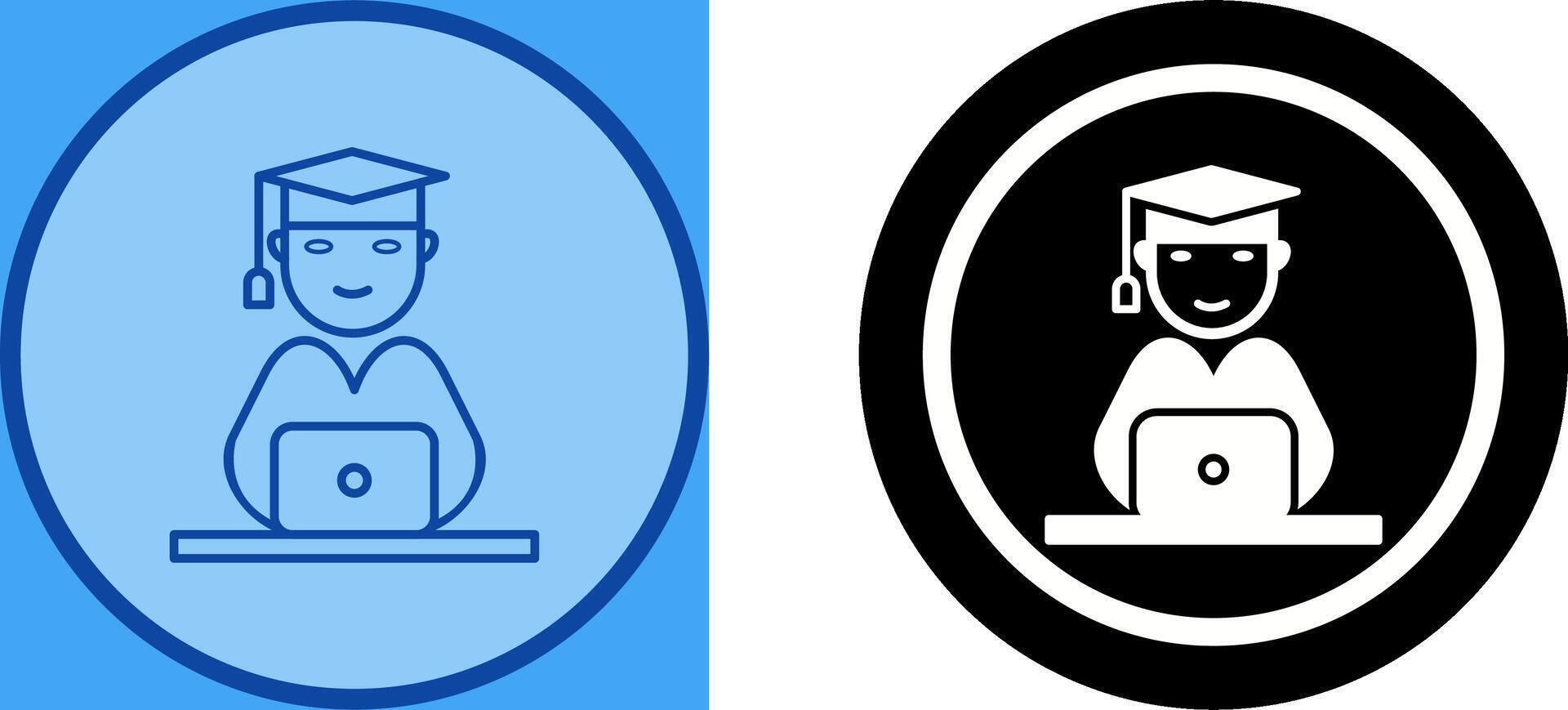 Unique Studying on Laptop Icon Design vector