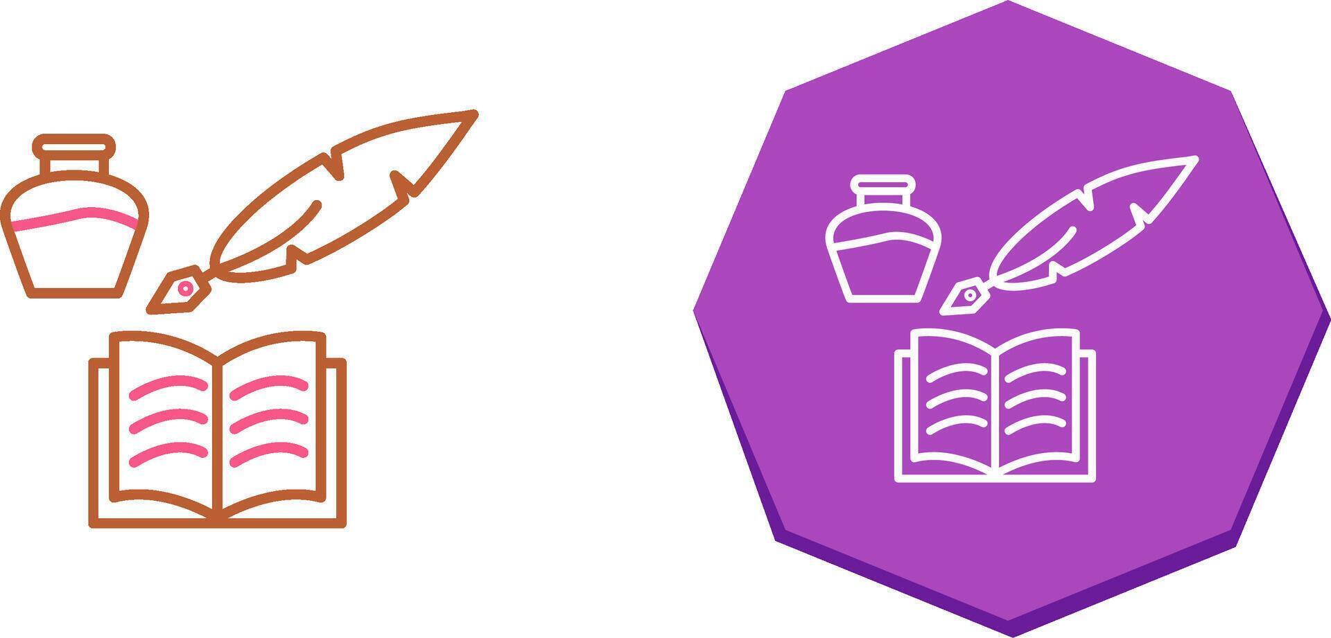Unique Quill and Book Icon Design vector