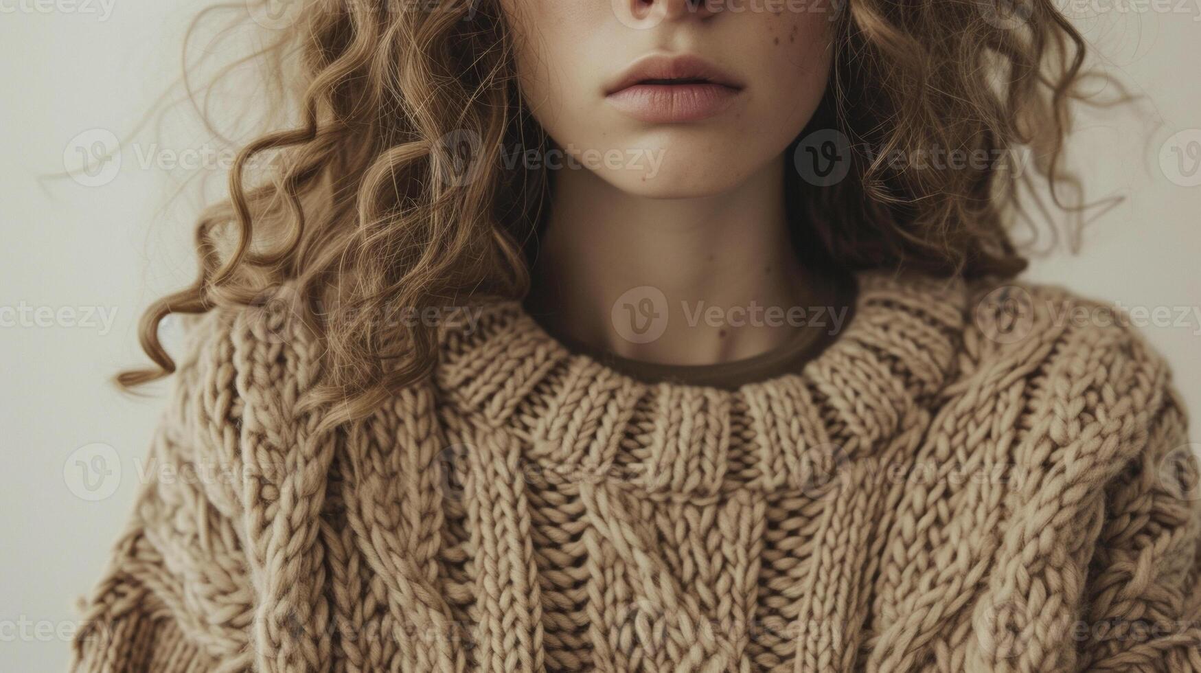 A classic cableknit sweater handcrafted by local artisans using techniques ped down for generations. A timeless piece for chilly autumn days photo