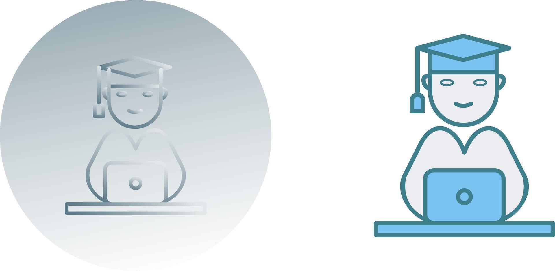 Unique Studying on Laptop Icon Design vector