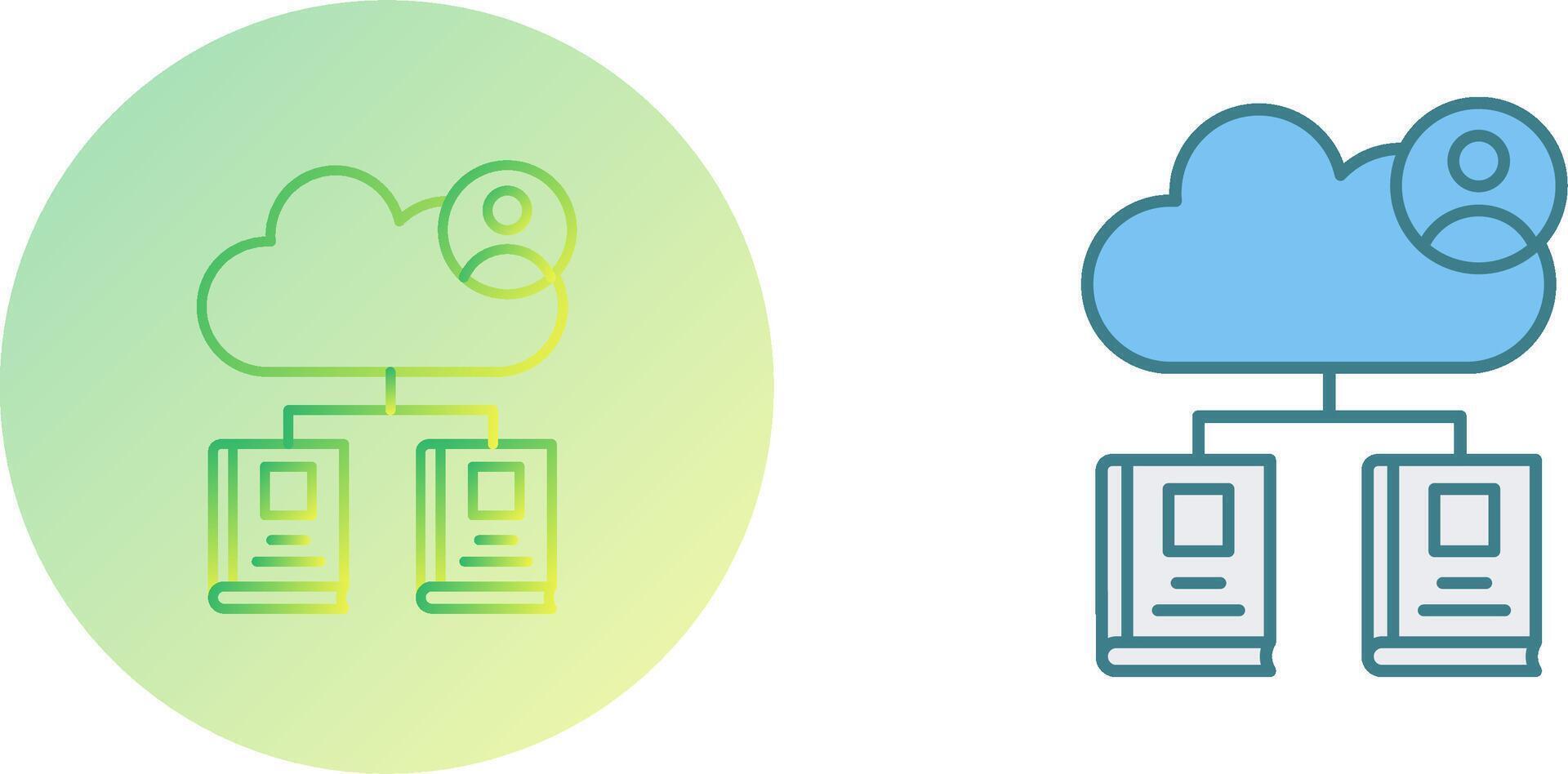 nube biblioteca icono diseño vector