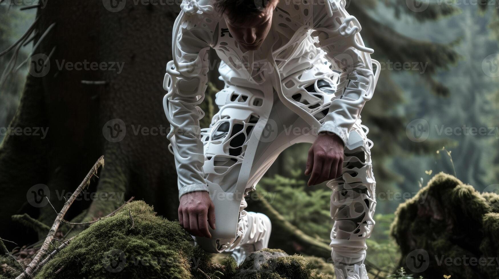 A nod to nature with a 3D printed jumpsuit made from biodegradable materials creating a unique blend of technology and sustainability photo