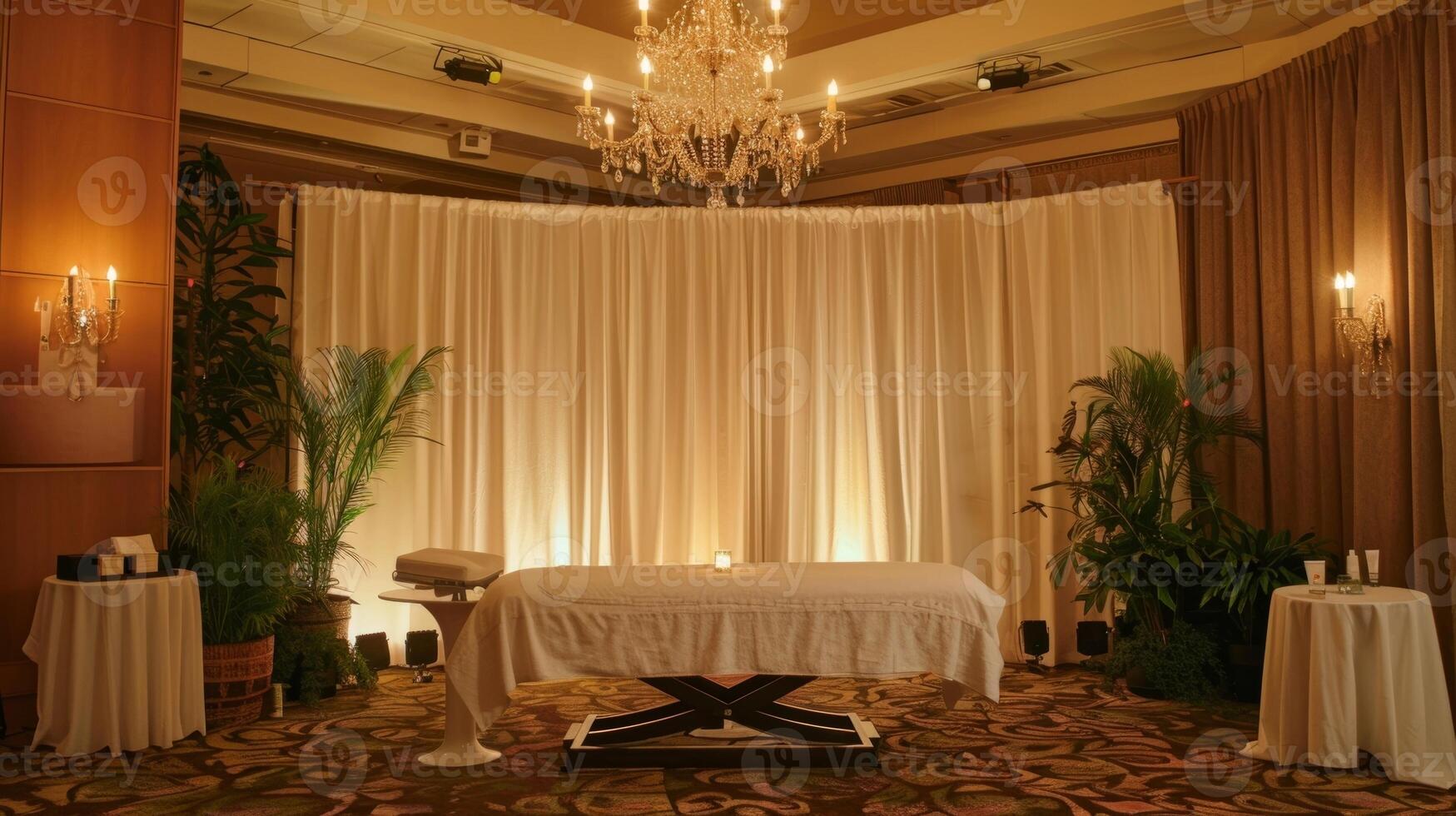 A stage set up for demonstrations and talks on the benefits of taking care of ones skin and appearance photo