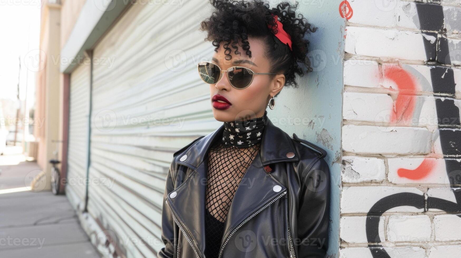 Go for an allblack punk look with a faux leather moto jacket fishnet stockings and combat boots. Add a pop of color with a bold scarf or a brightly colored hair accessor photo