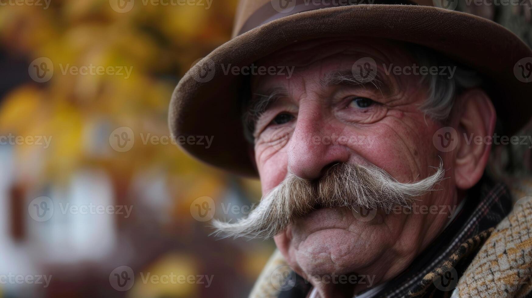 A Bavarian man preparing for a traditional Oktoberfest celebration t his mustache into a precise shape photo