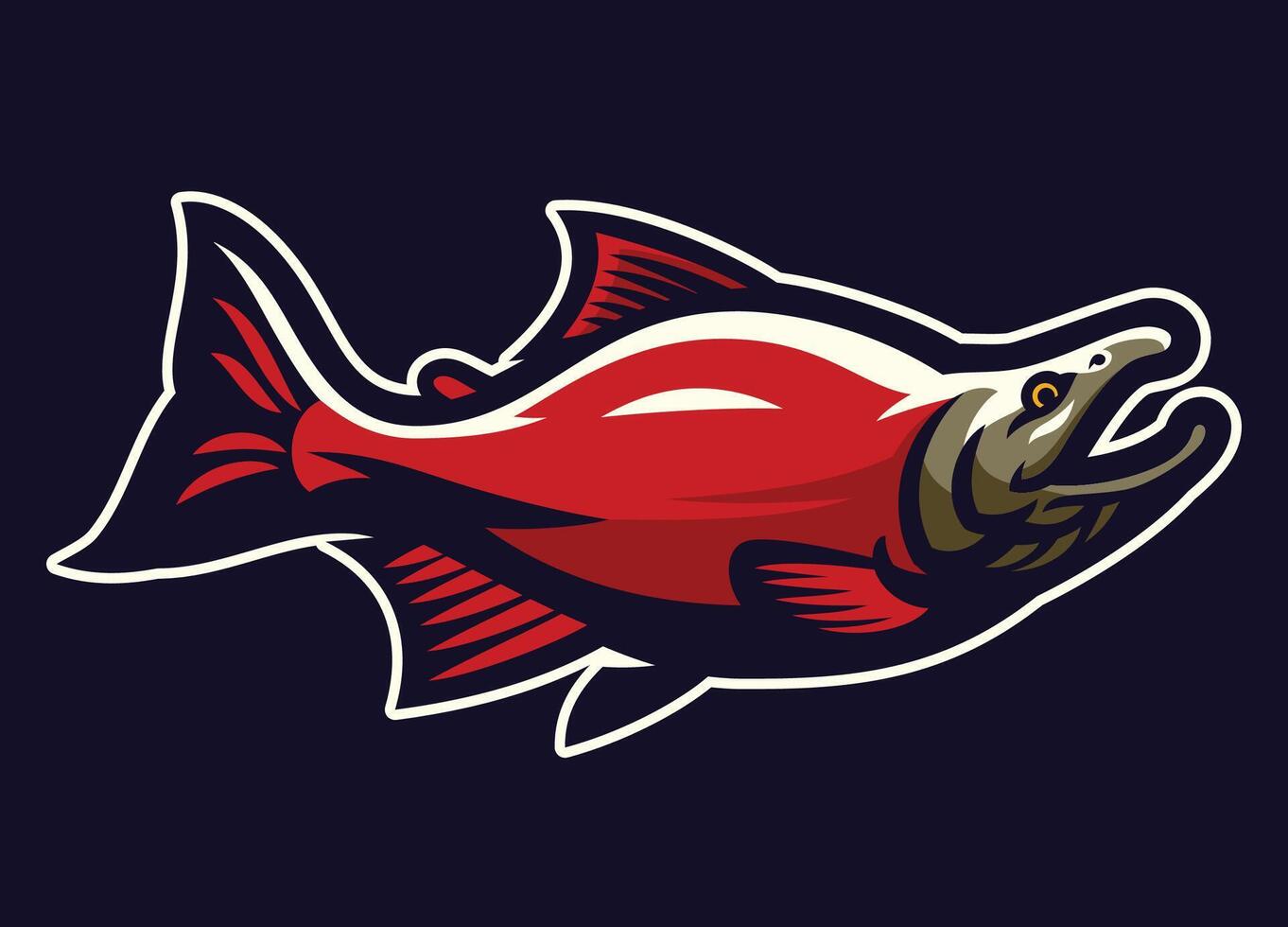 Cartoon Illustration of Sockeye Salmon Fish vector