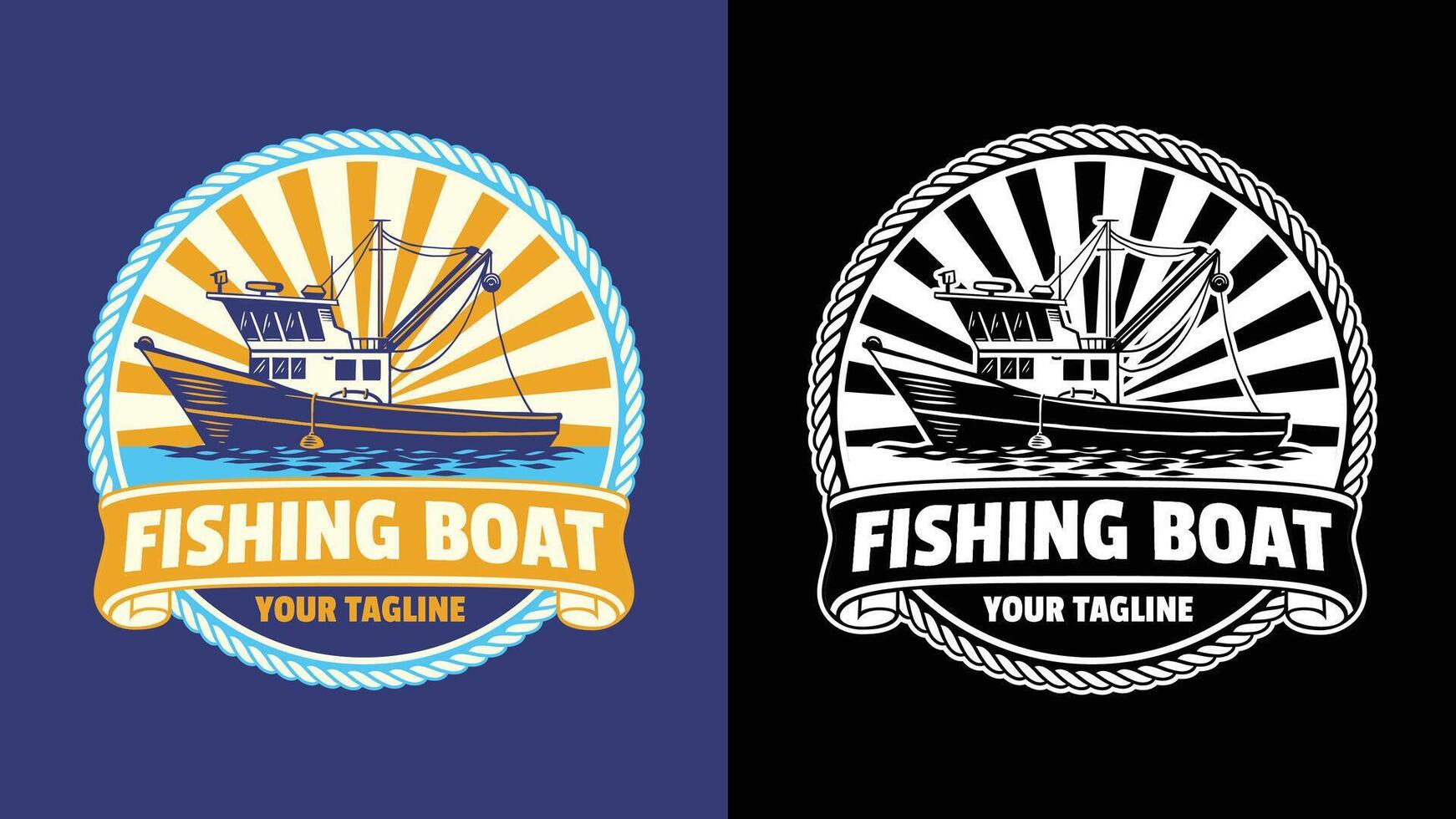 Fishing Boat Badge Logo Design Vintage vector