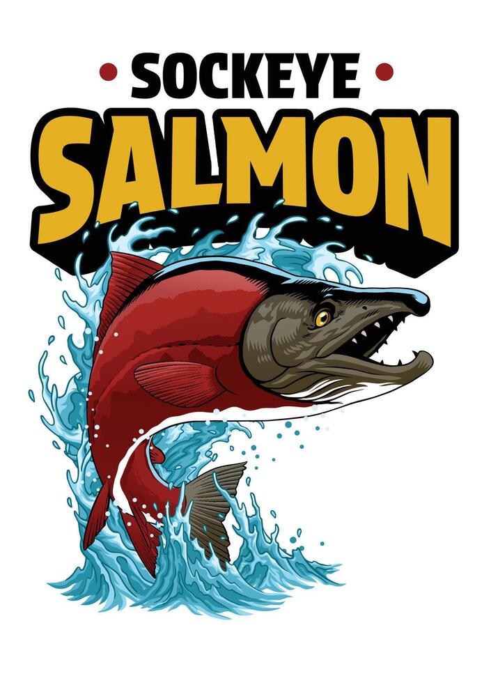 Sockeye Salmon Fish T-Shirt in Vintage Style vector