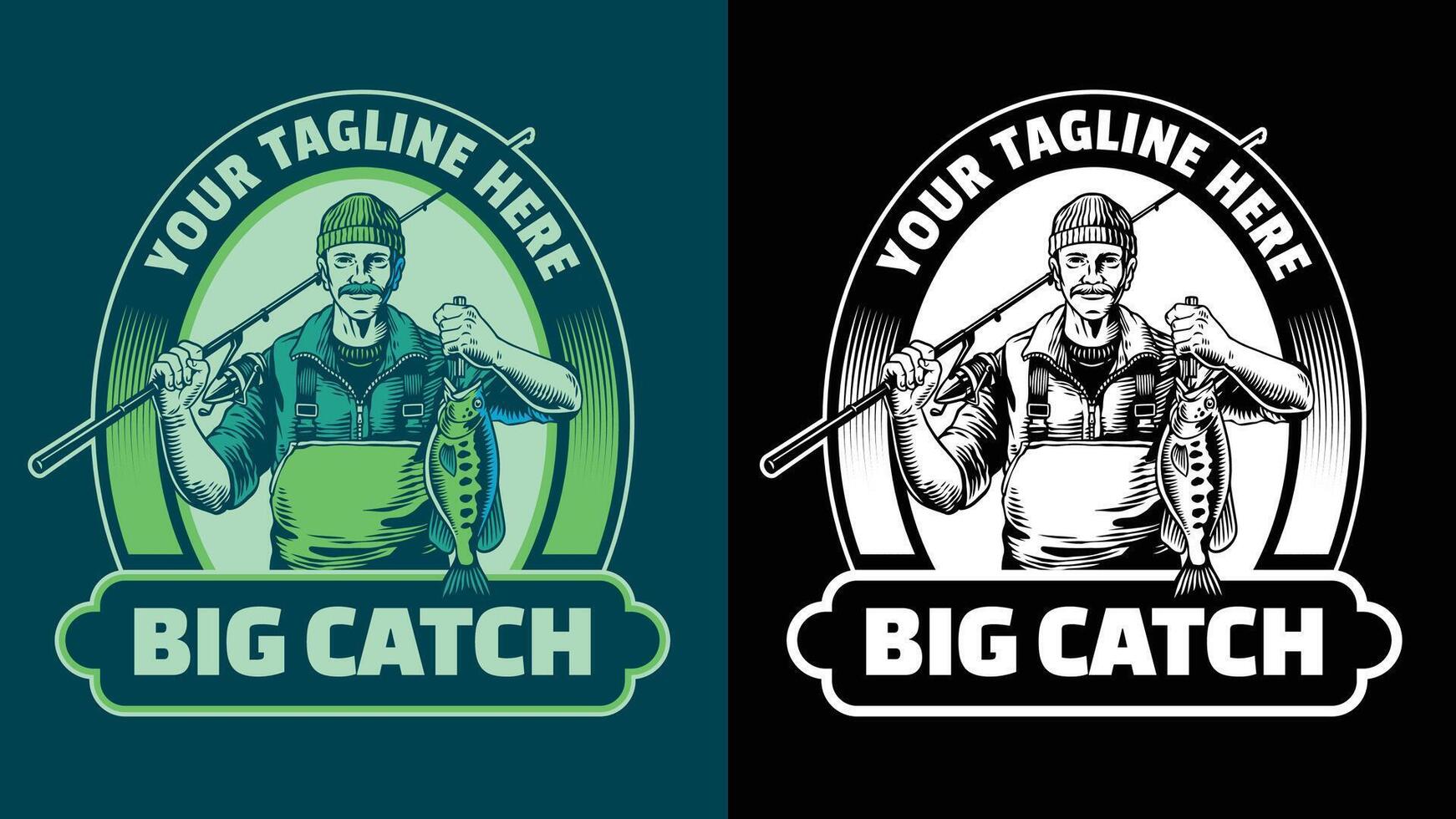 Fisherman Badge Design Catching Bass Fish vector