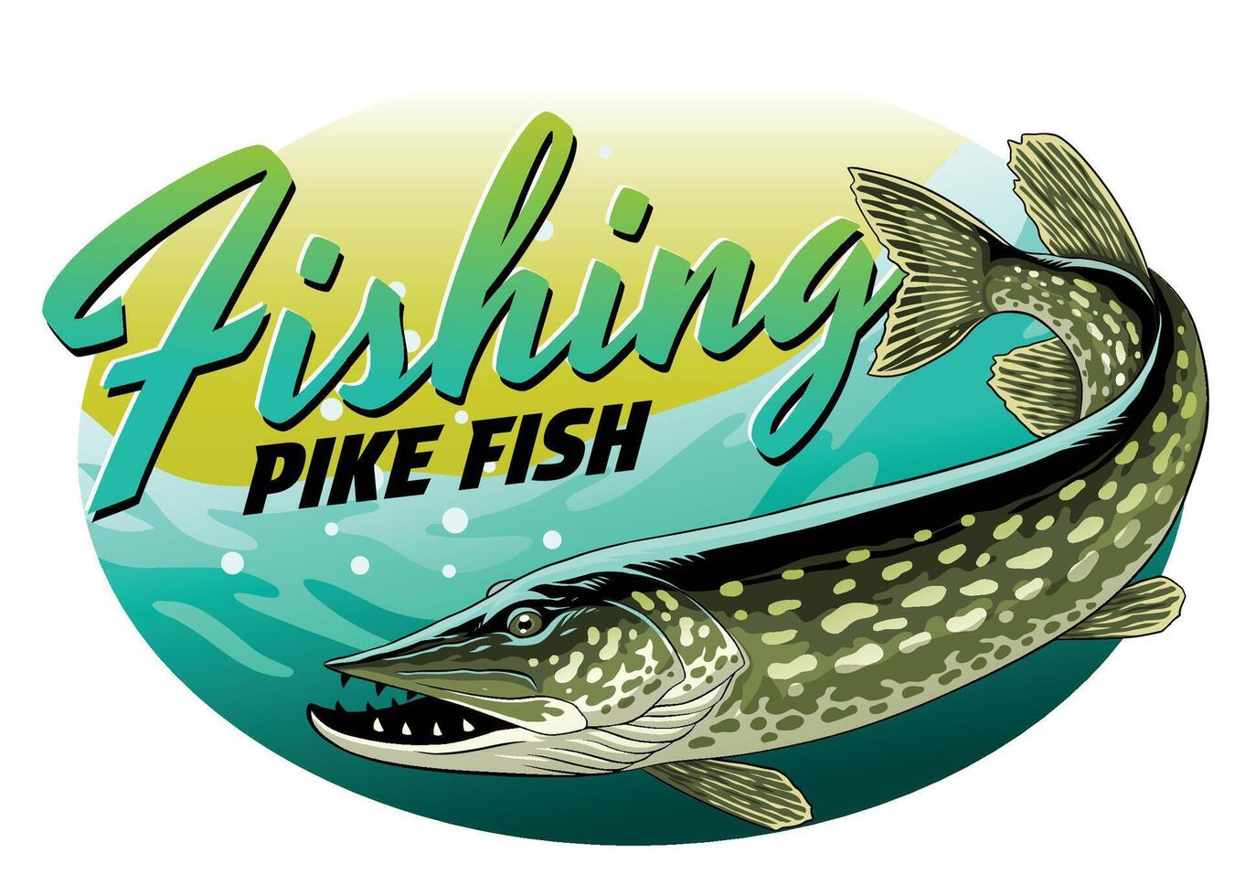 Pike Fish Fishing Vintage T-Shirt Design vector