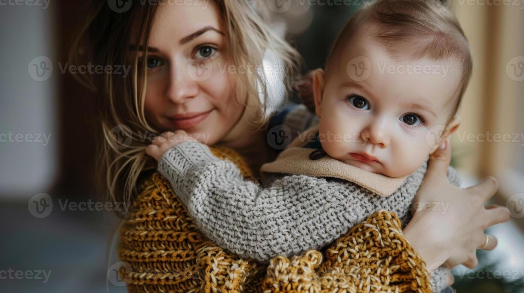 A mother holds her baby on her lap as she talks about how infrared sauna sessions have helped her cope with postpartum depression and regain her strength and confidence. photo