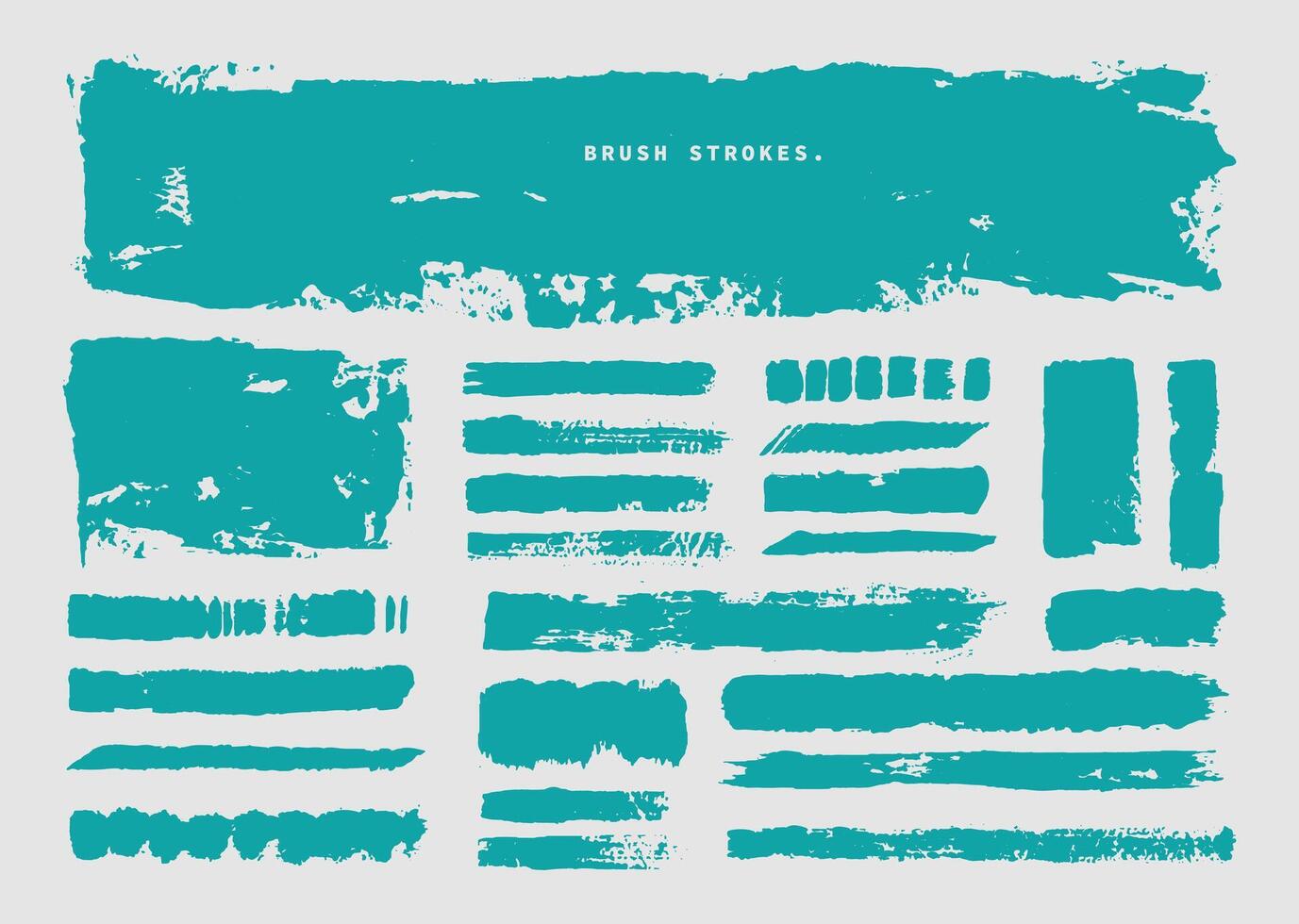 Green paint brush strokes element bundle. Grunge and abstract brushes design set. vector