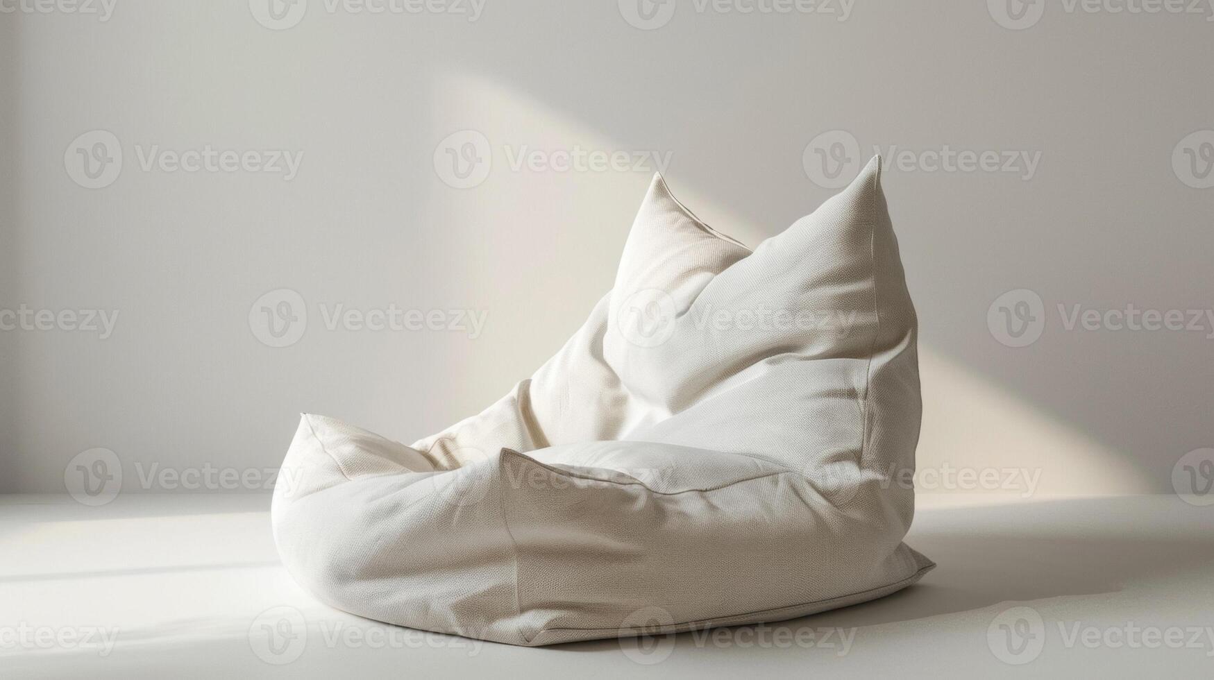 Blank mockup of a bean bag lounger with a builtin pillow perfect for snuggling up with a good book. photo