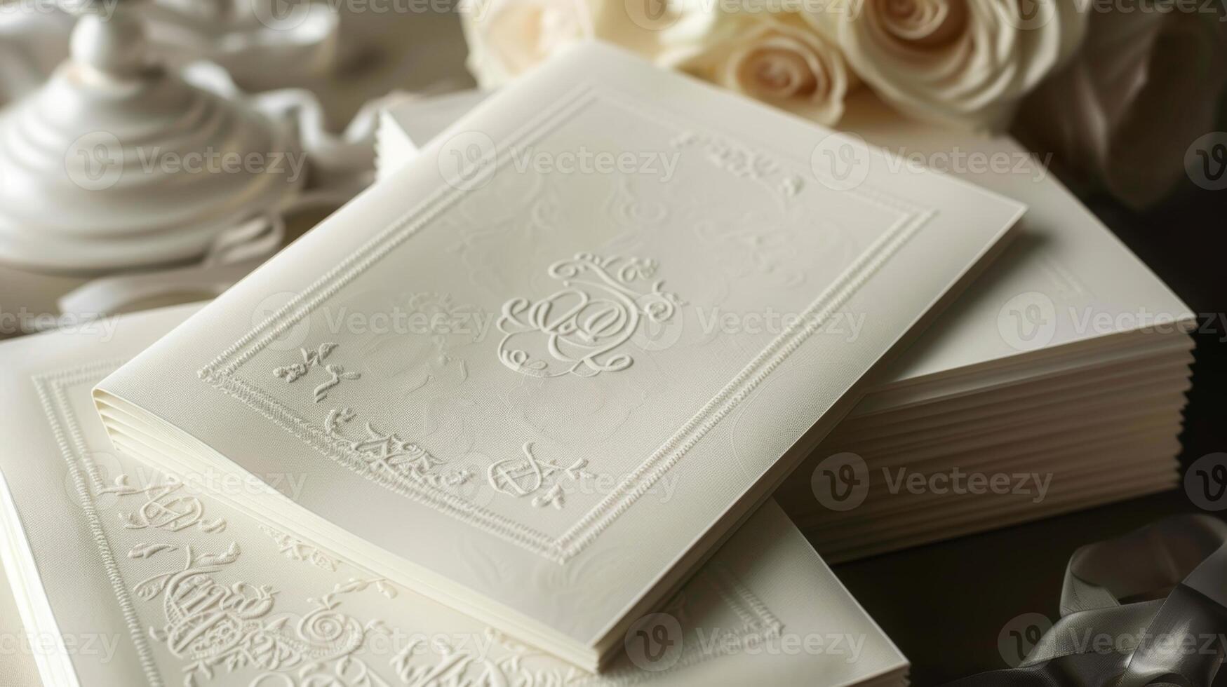A set of embossed monogrammed note sheets exuding a timeless charm for personalized correspondence photo