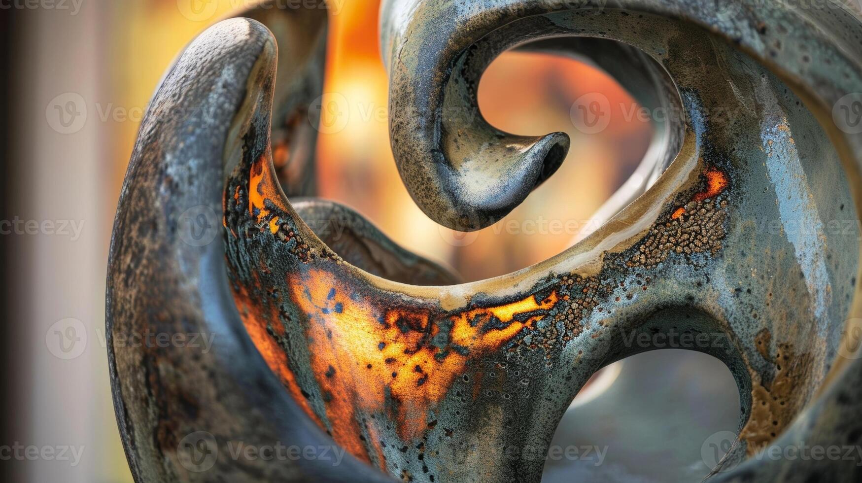 The use of raku firing technique to add a dramatic flair to a massive ceramic sculpture. photo