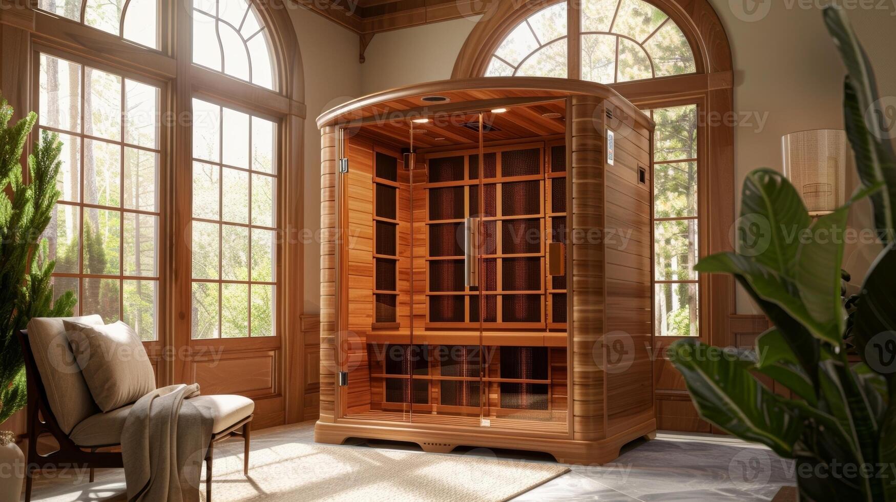 A detailed description of the health benefits of infrared saunas provided on the app as well as customer reviews and ratings. photo