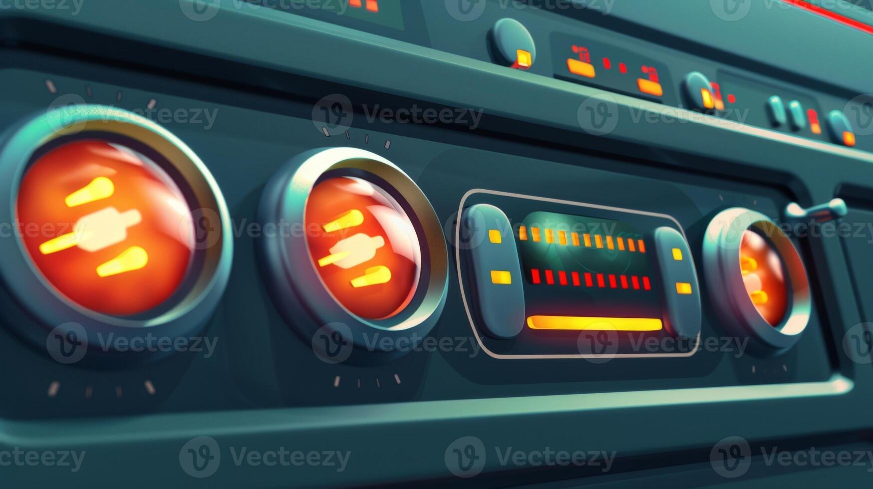 un de cerca ilustración de un controlar panel con diferente temperatura y hora ajustes. foto