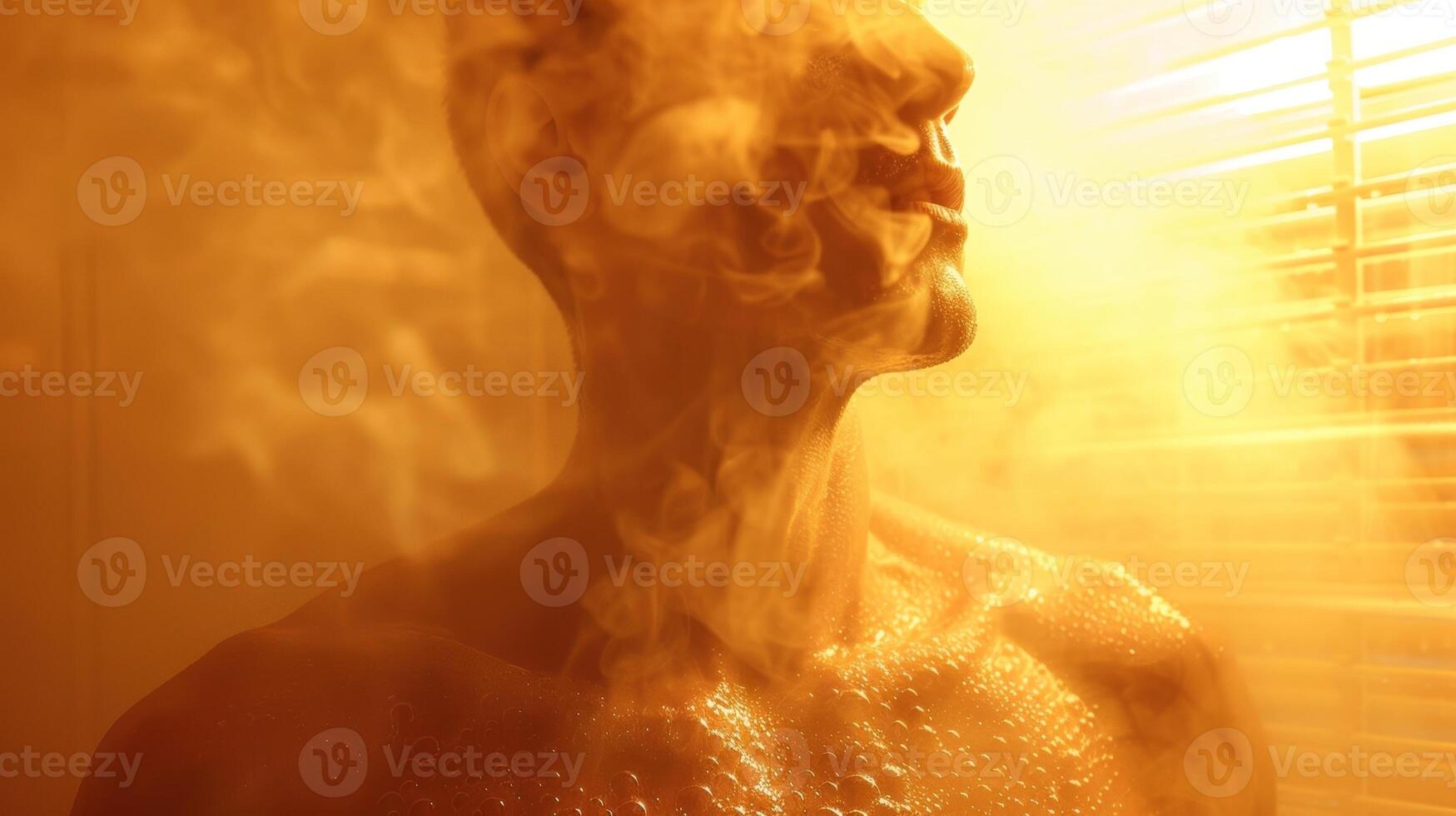 Closeup of a persons chest and lungs showing the increase in oxygen intake after using an infrared sauna to open up airways. photo