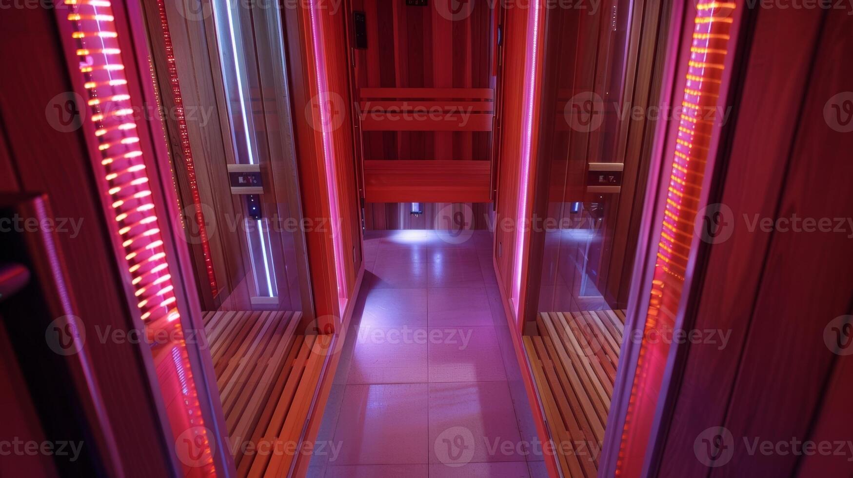 A shot of the infrared sauna heaters emitting the theutic farinfrared waves that trate the skin for deeper healing. photo