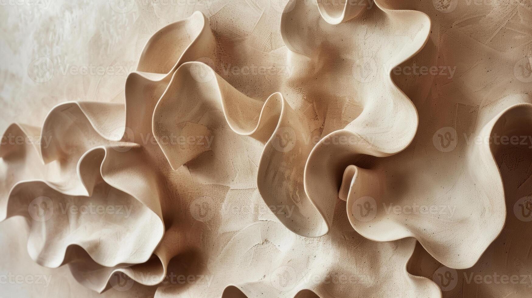 Two large irregularly shaped clay slabs fused together to form an abstract and eyecatching centerpiece. photo