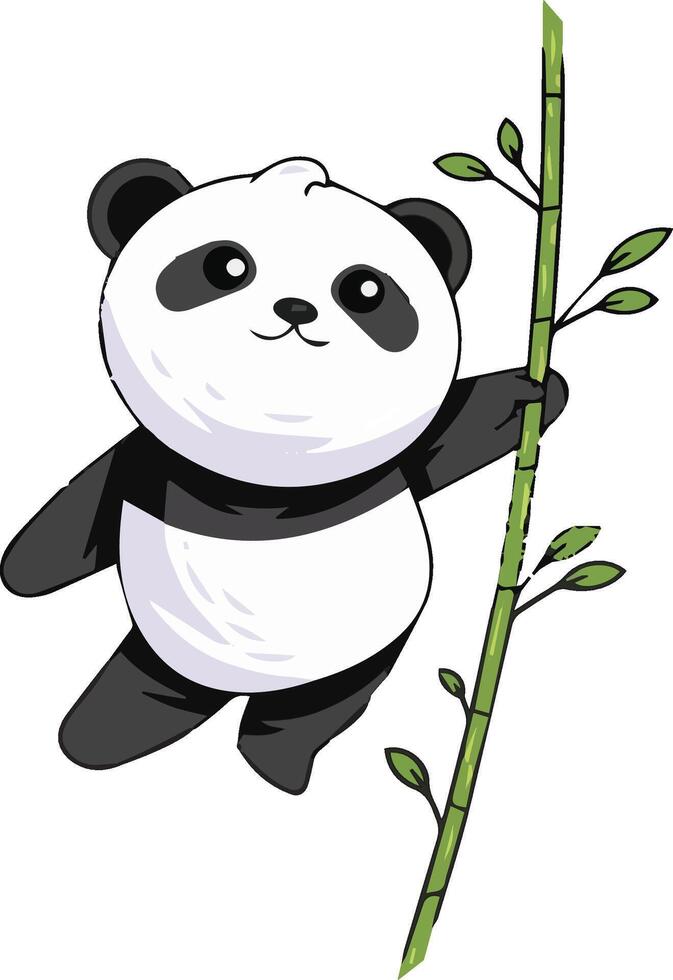 Panda Holding a Bamboo Tree vector