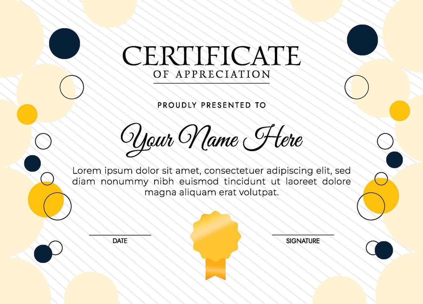 Geometric certificate template for appreciation vector