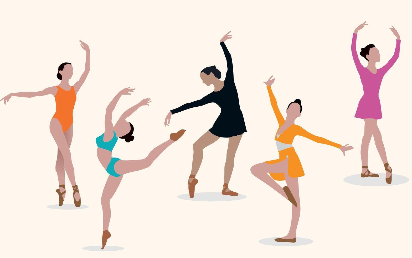 Illustration silhouettes of expressive dance people Dancer. vector